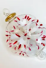 Dandarah Blown Glass Ornament - White and Red Blossoms