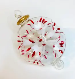 Dandarah Blown Glass Ornament - White and Red Blossoms