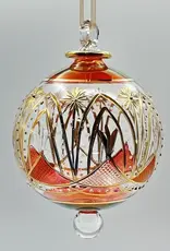Dandarah Blown Glass Ornament - Red Celestial Flowers