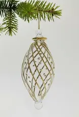 Dandarah Small Blown Glass Ornament - Gold Swirl with Dots