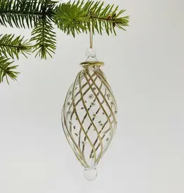 Dandarah Small Blown Glass Ornament - Gold Swirl with Dots