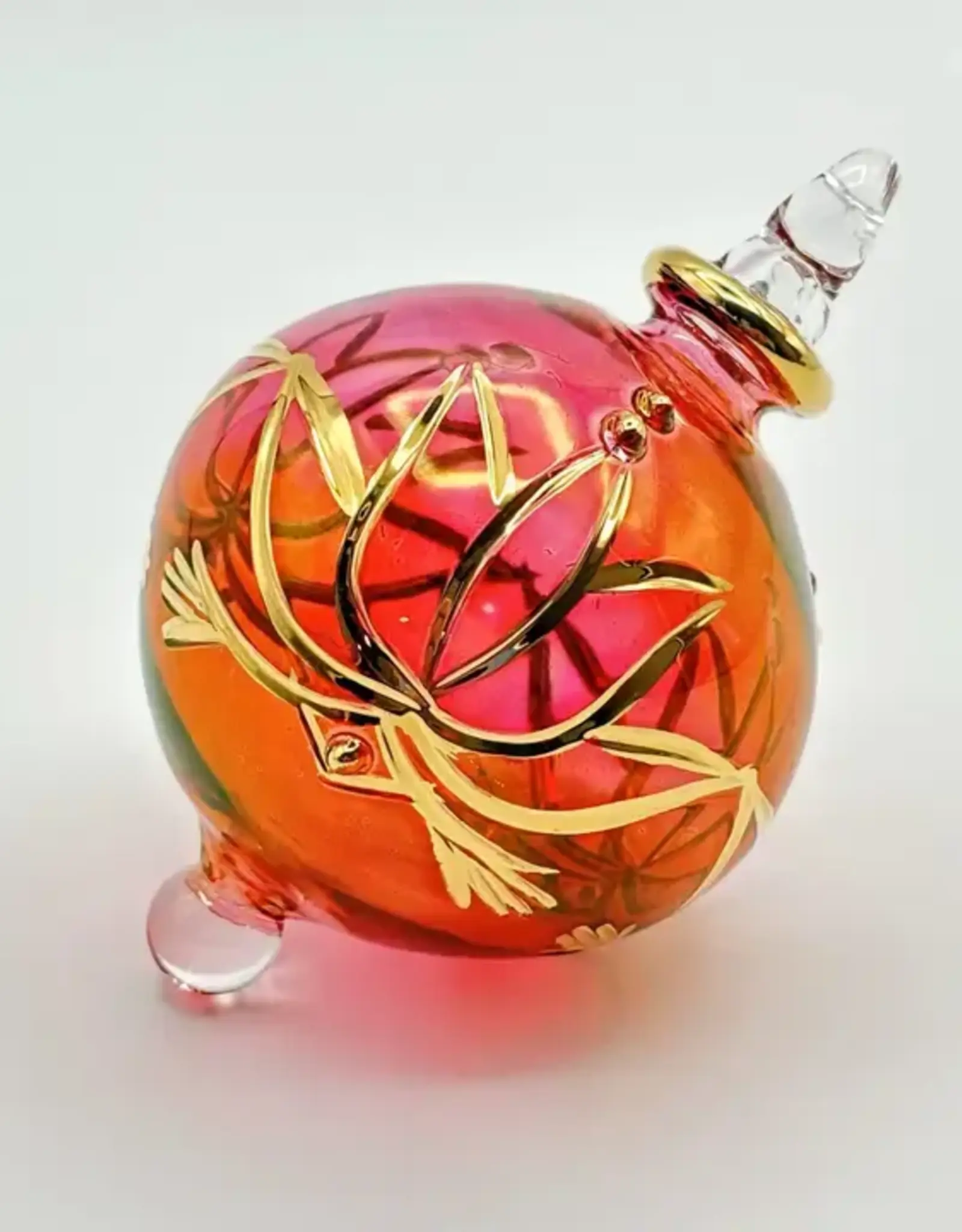 Dandarah Small Blown Glass Ornament - Red Lotus
