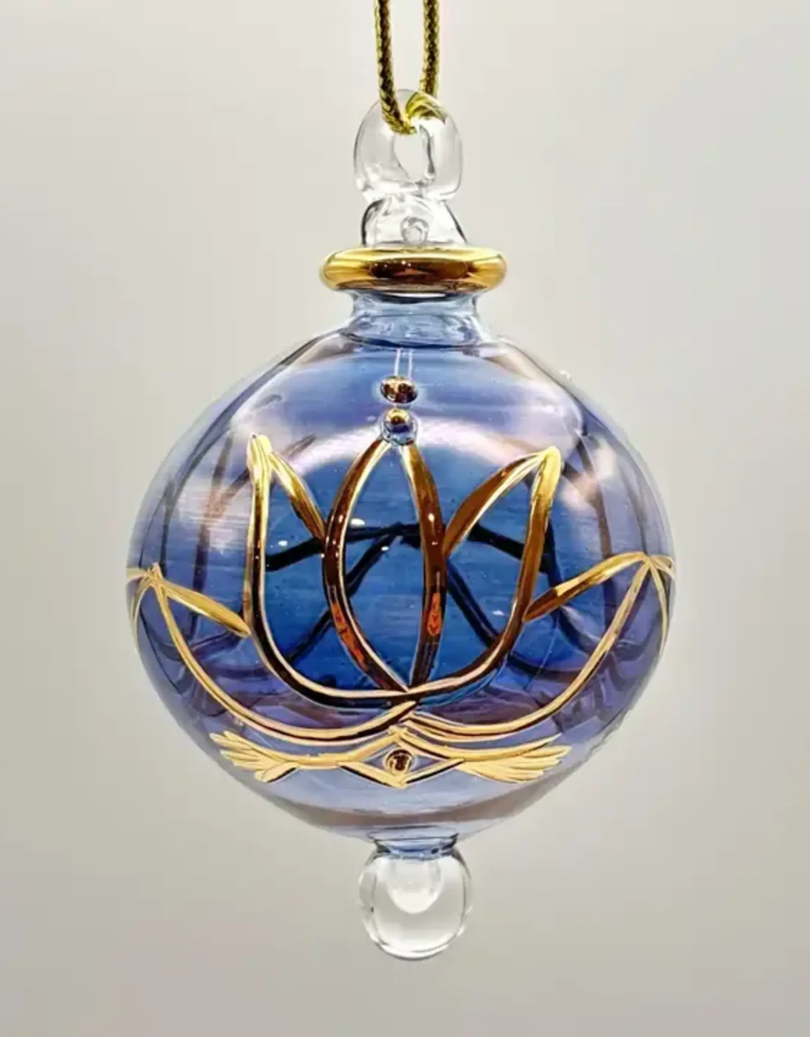 Dandarah Small Blown Glass Ornament - Blue Lotus