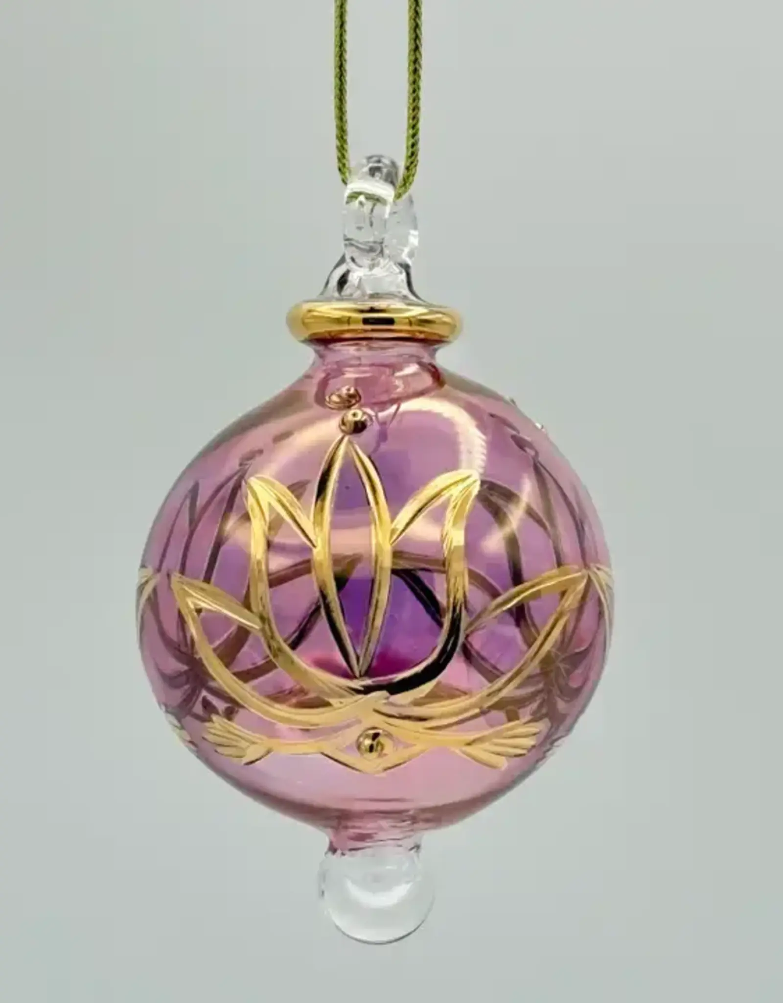 Dandarah Small Blown Glass Ornament - Pink Lotus