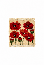 Bunyaad Pakistan Red Poppies on Ivory Mug Rug