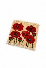 Bunyaad Pakistan Red Poppies on Ivory Mug Rug