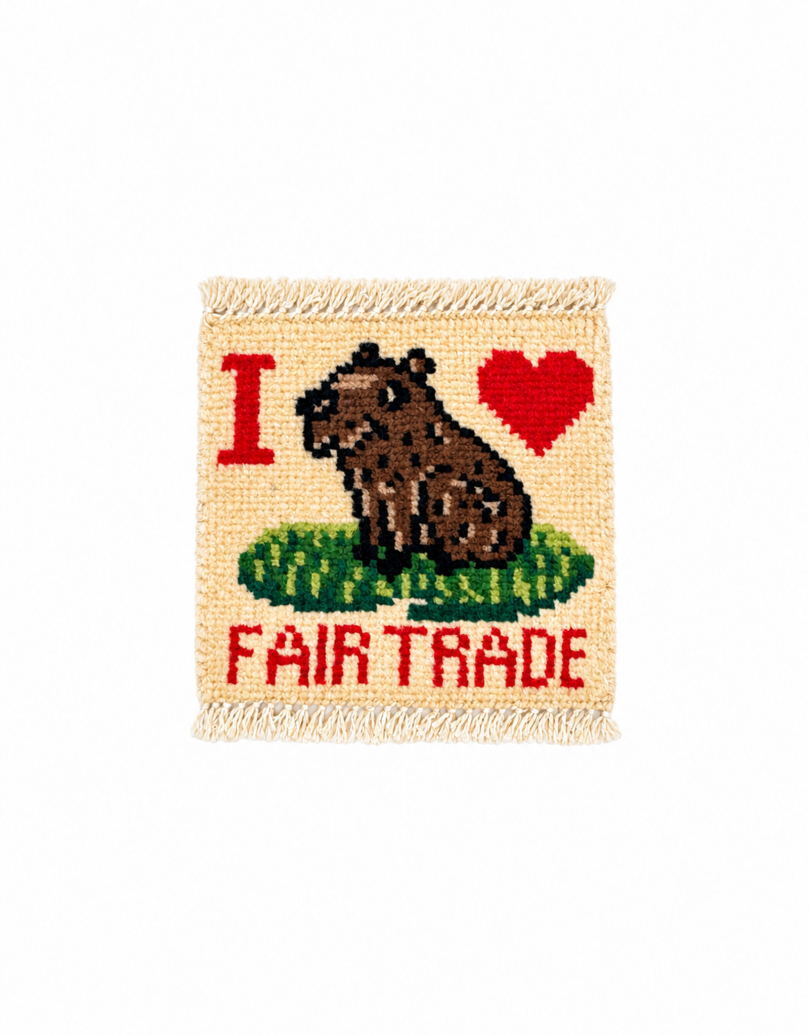 Bunyaad Pakistan Capybara I Love Fair Trade Mug Rug