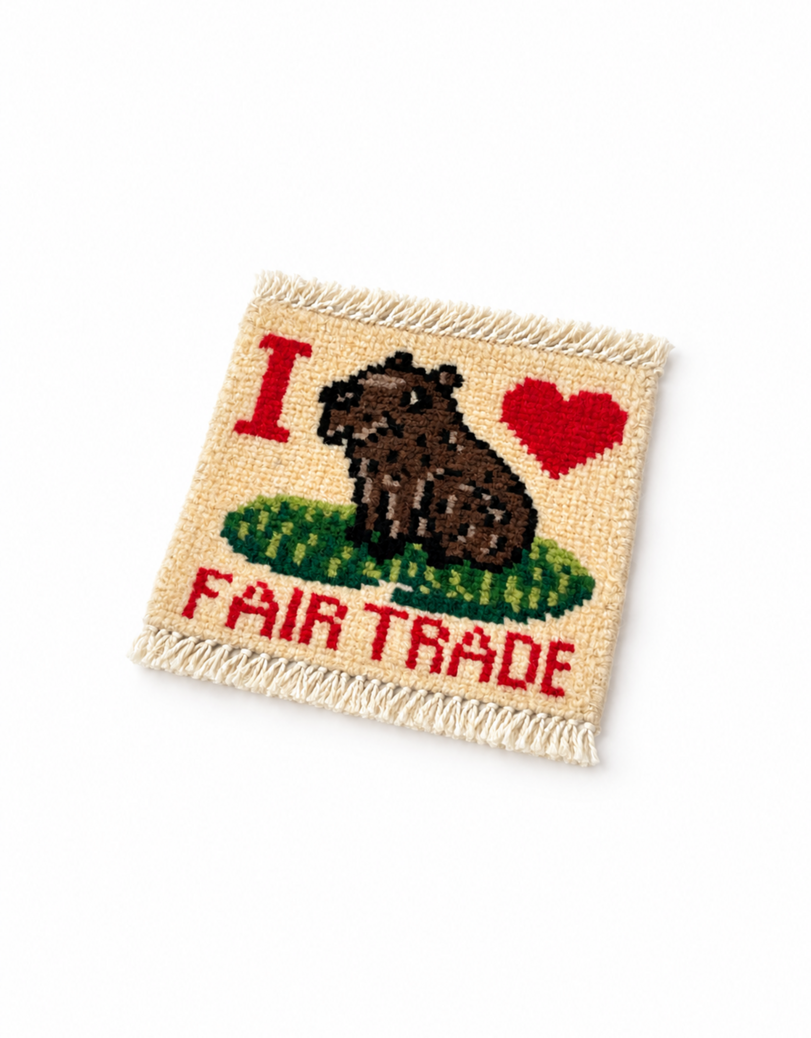 Bunyaad Pakistan Capybara I Love Fair Trade Mug Rug