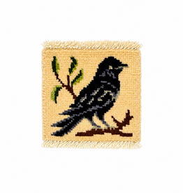 Bunyaad Pakistan Black Raven on Ivory Mug Rug