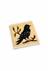 Bunyaad Pakistan Black Raven on Ivory Mug Rug