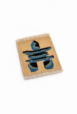 Bunyaad Pakistan Inukshuk Blue on Ivory Mug Rug