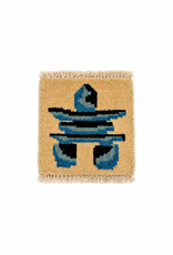 Bunyaad Pakistan Inukshuk Blue on Ivory Mug Rug