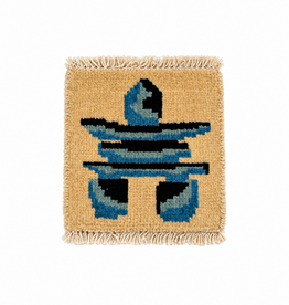 Bunyaad Pakistan Inukshuk Blue on Ivory Mug Rug