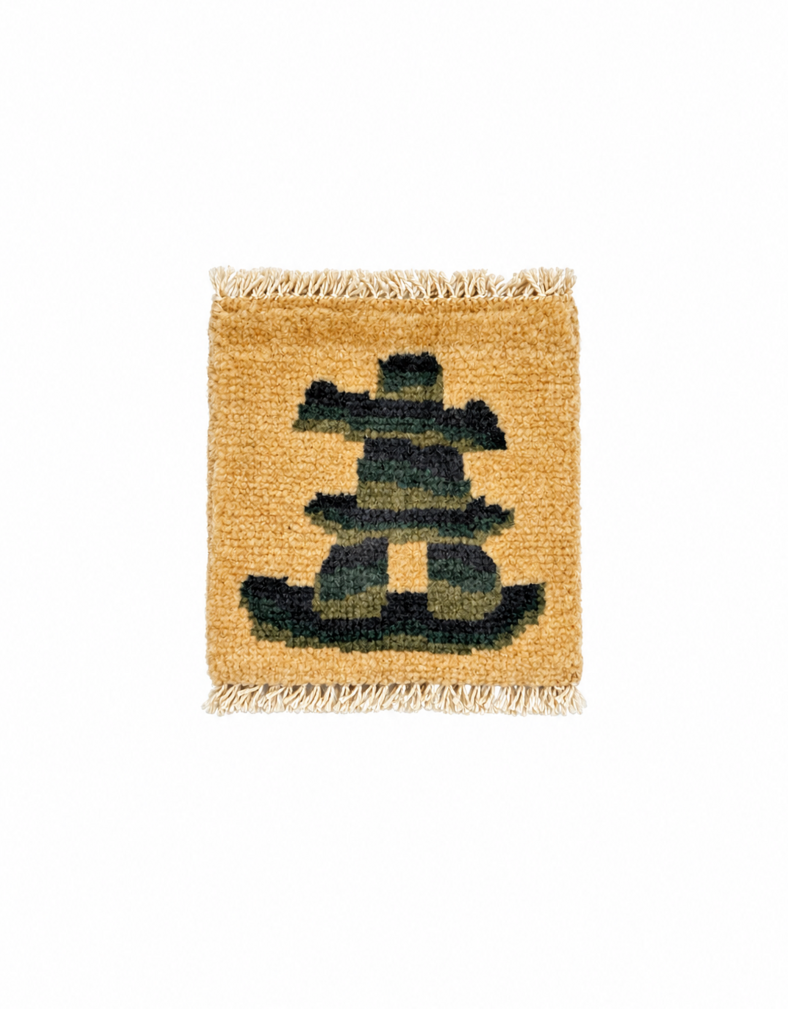Bunyaad Pakistan Inukshuk Grey on Ivory Mug Rug