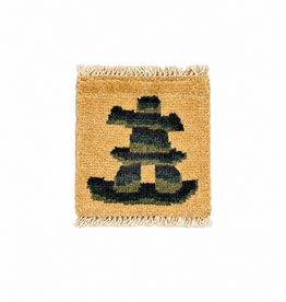 Bunyaad Pakistan Inukshuk Grey on Ivory Mug Rug