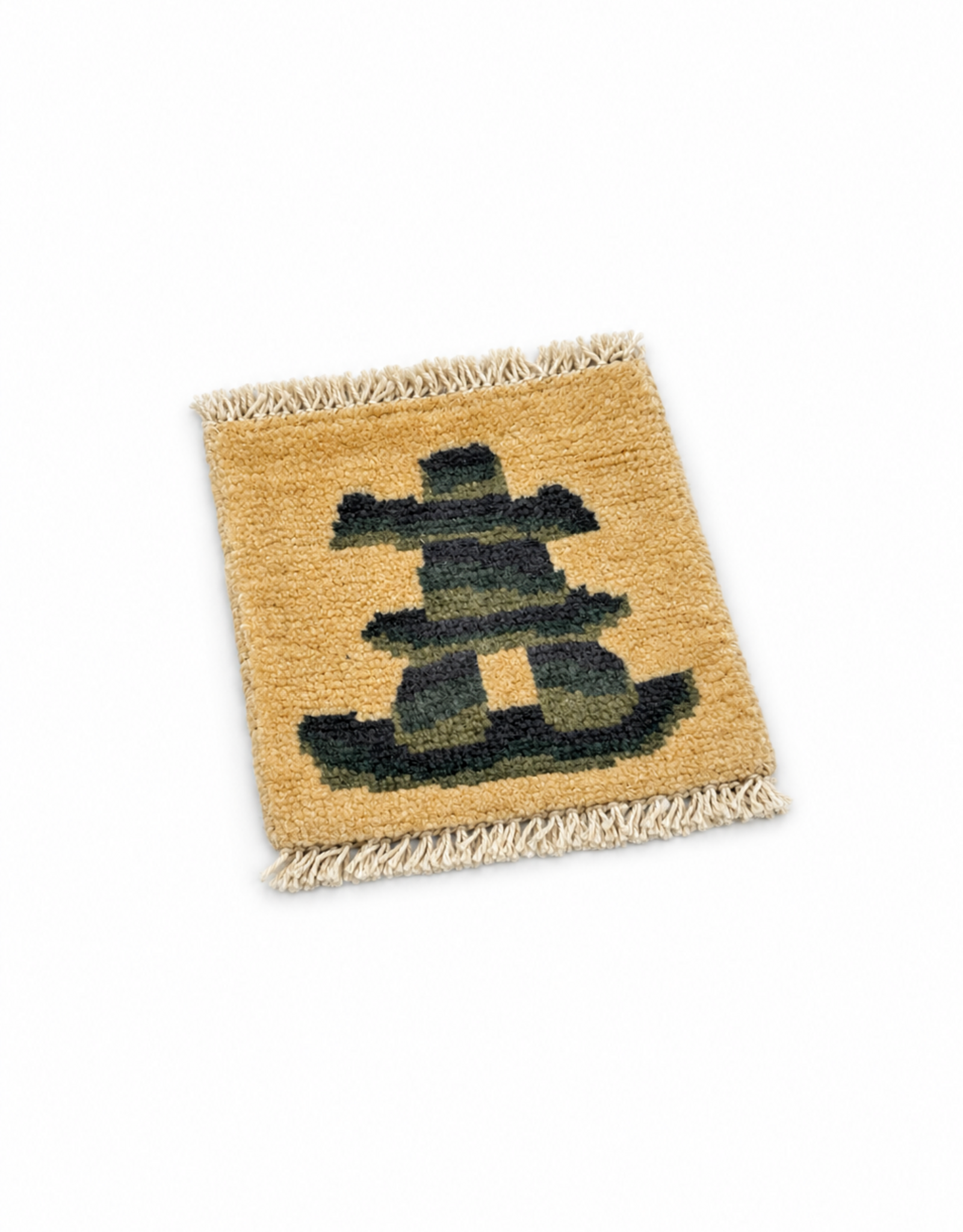 Bunyaad Pakistan Inukshuk Grey on Ivory Mug Rug