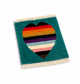 Bunyaad Pakistan Love is Love on Teal Mug Rug