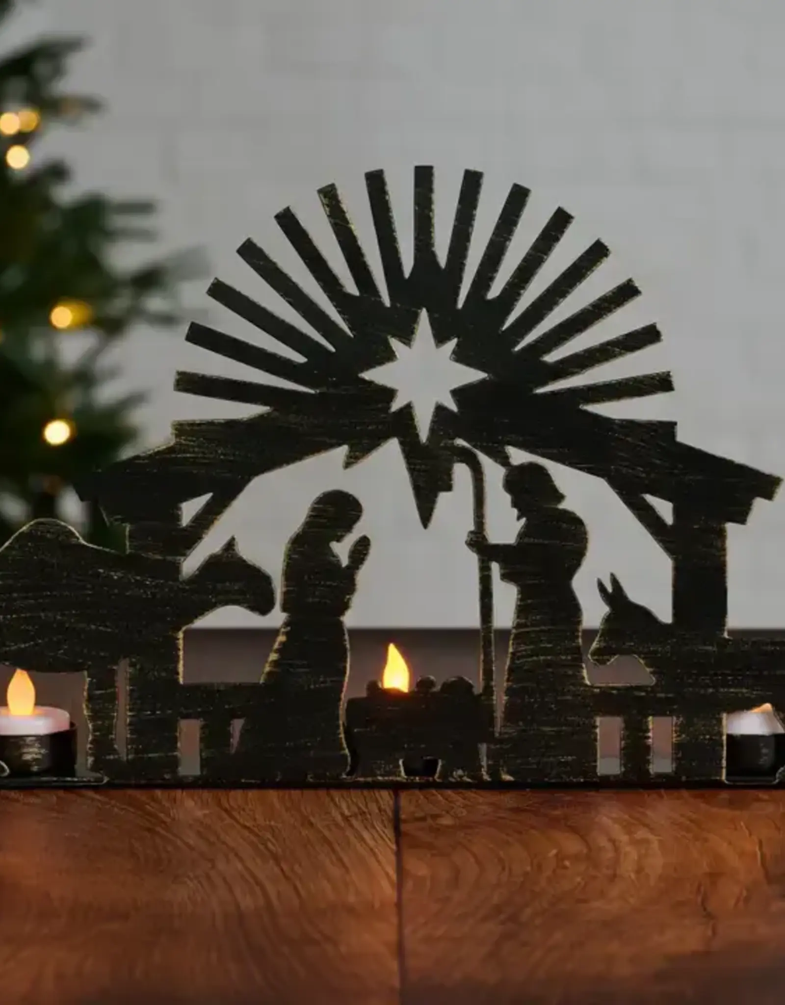 Ten Thousand Villages Iron Nativity Candleholder