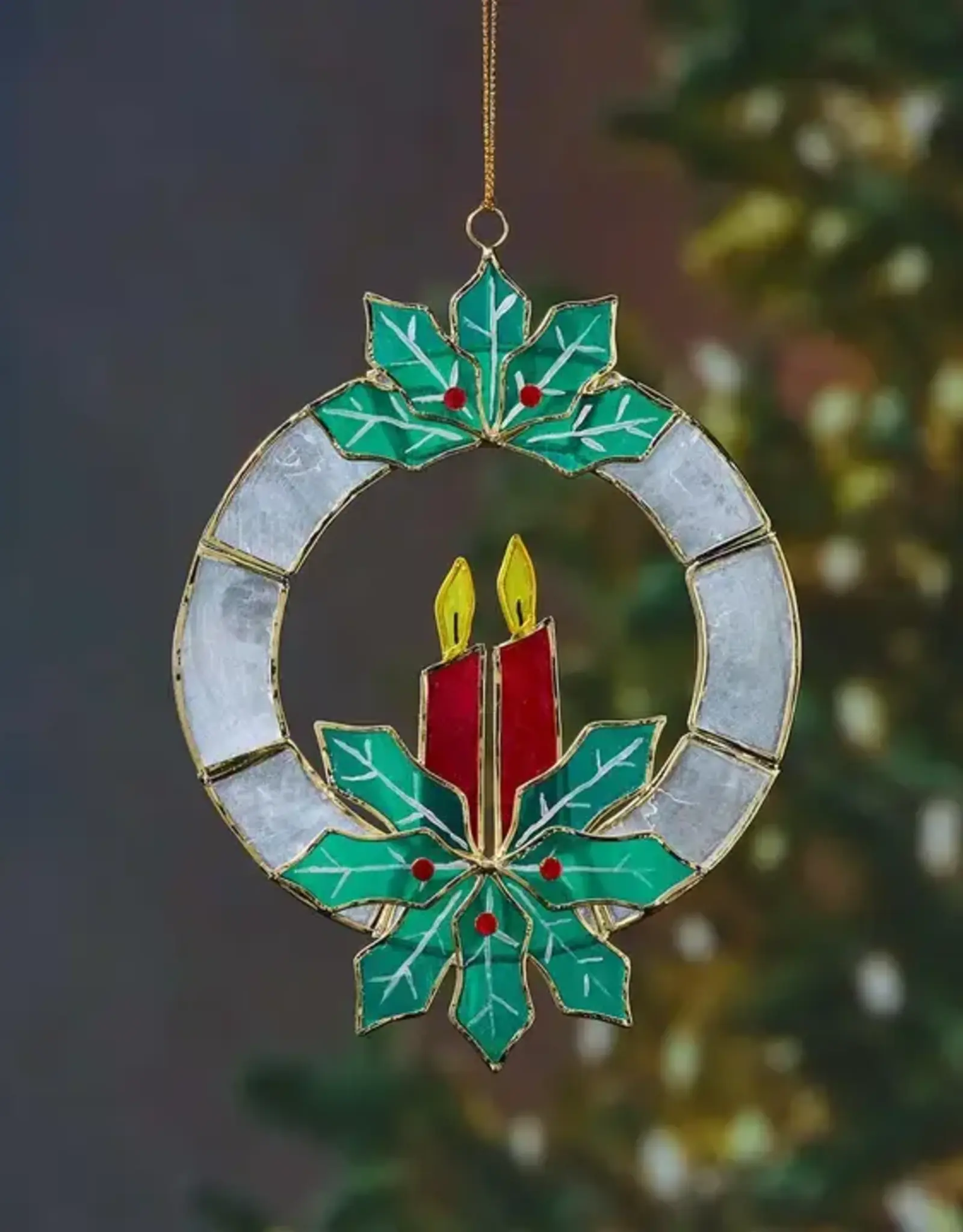 Serrv Capiz Wreath Christmas Ornament