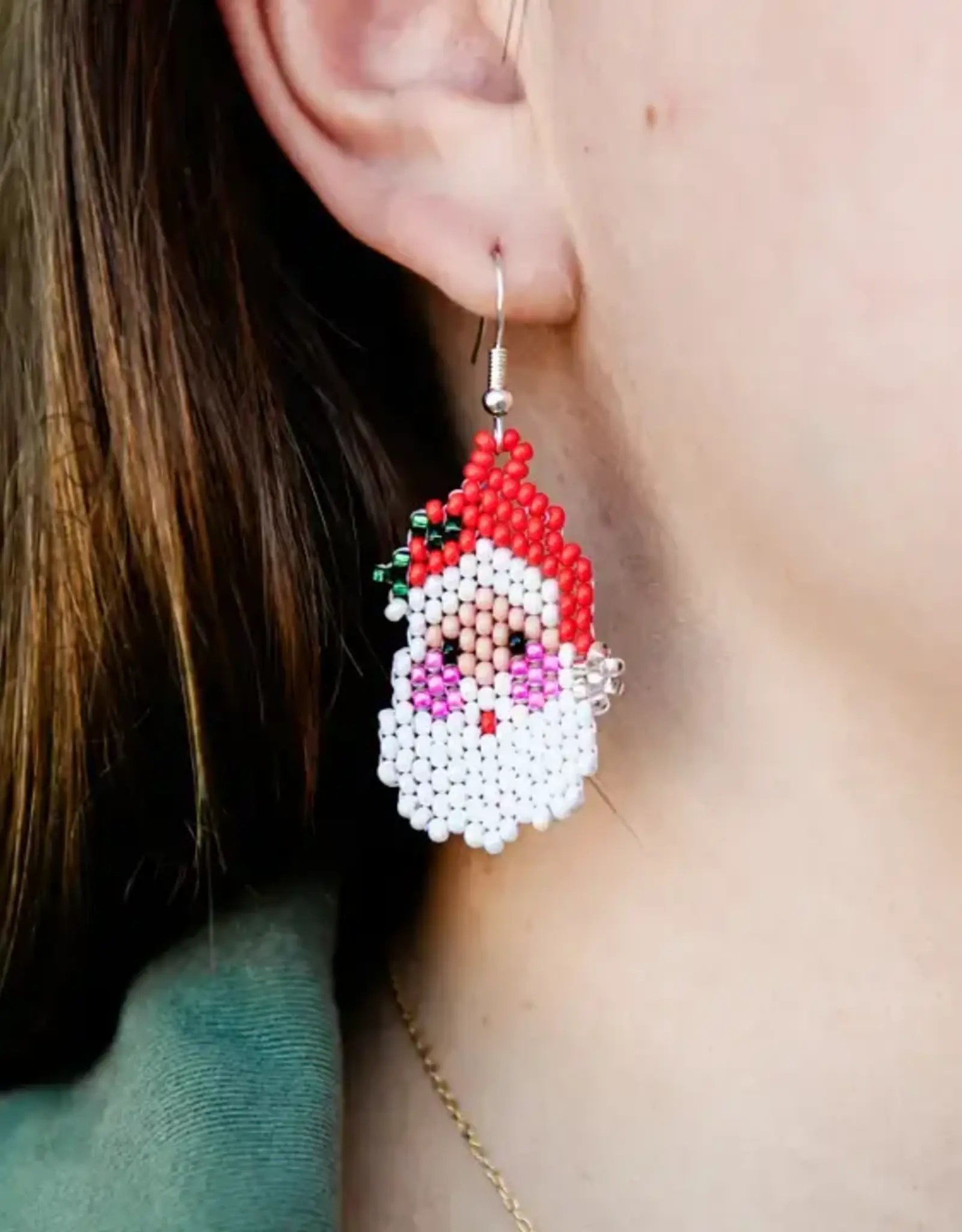 Lucia's Imports Jolly Santa Earrings