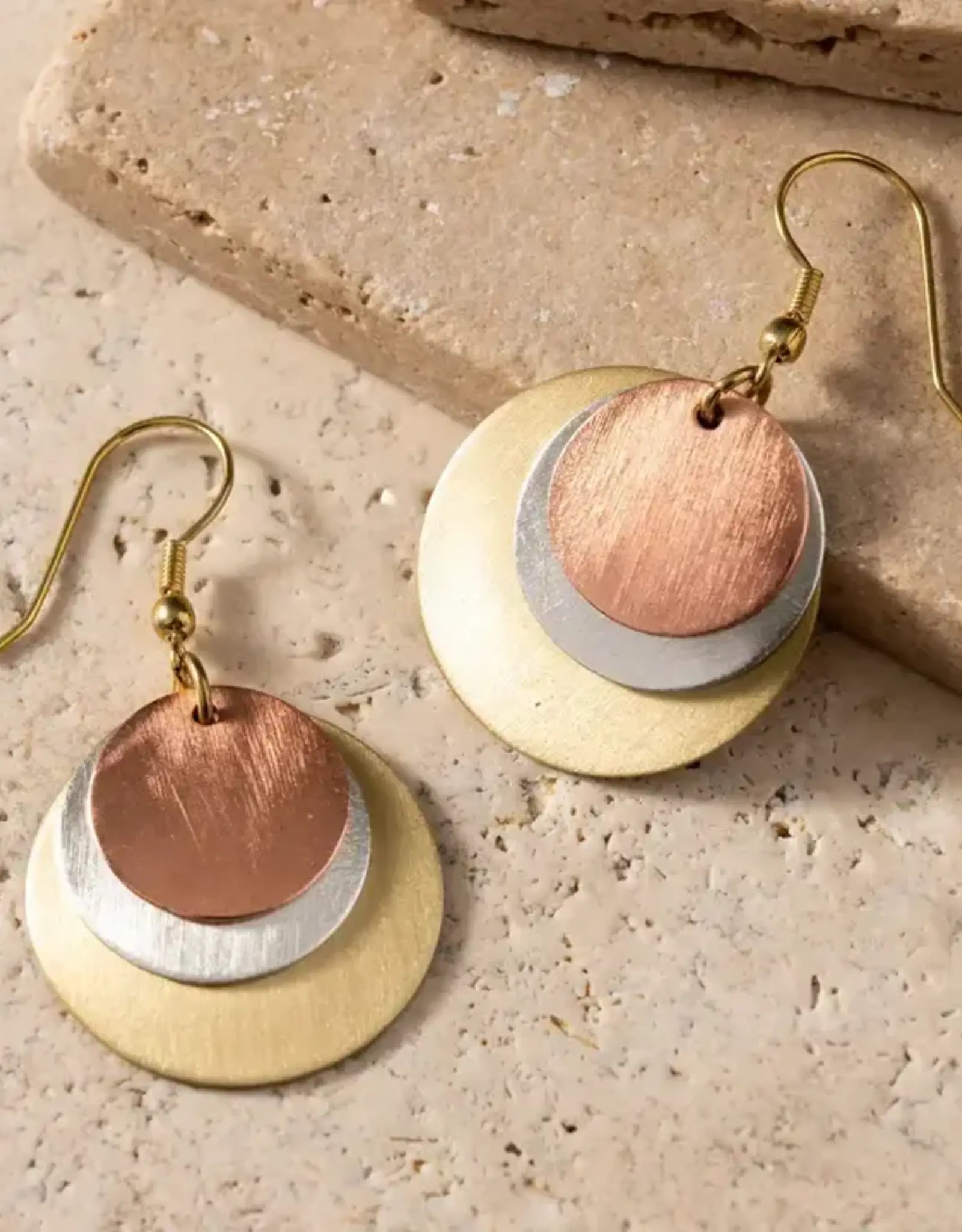 Ten Thousand Villages Jharana Layered Disc Earrings