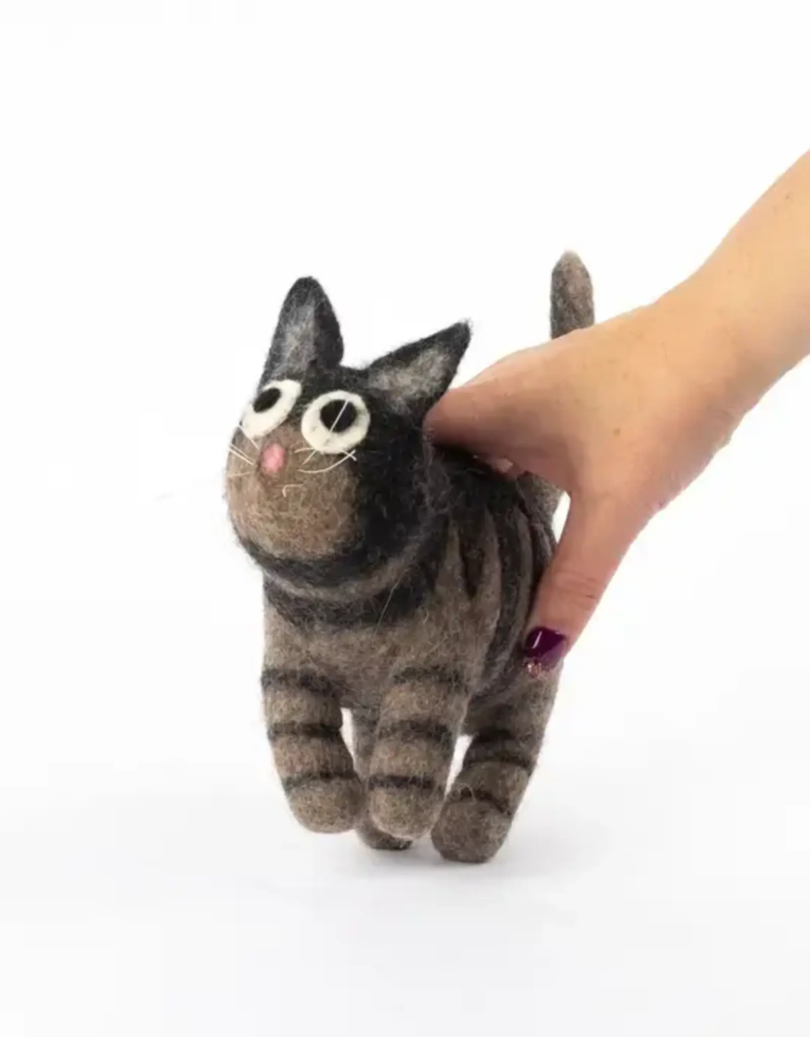 The Winding Road Black and Gray Striped Felt Cat Toy