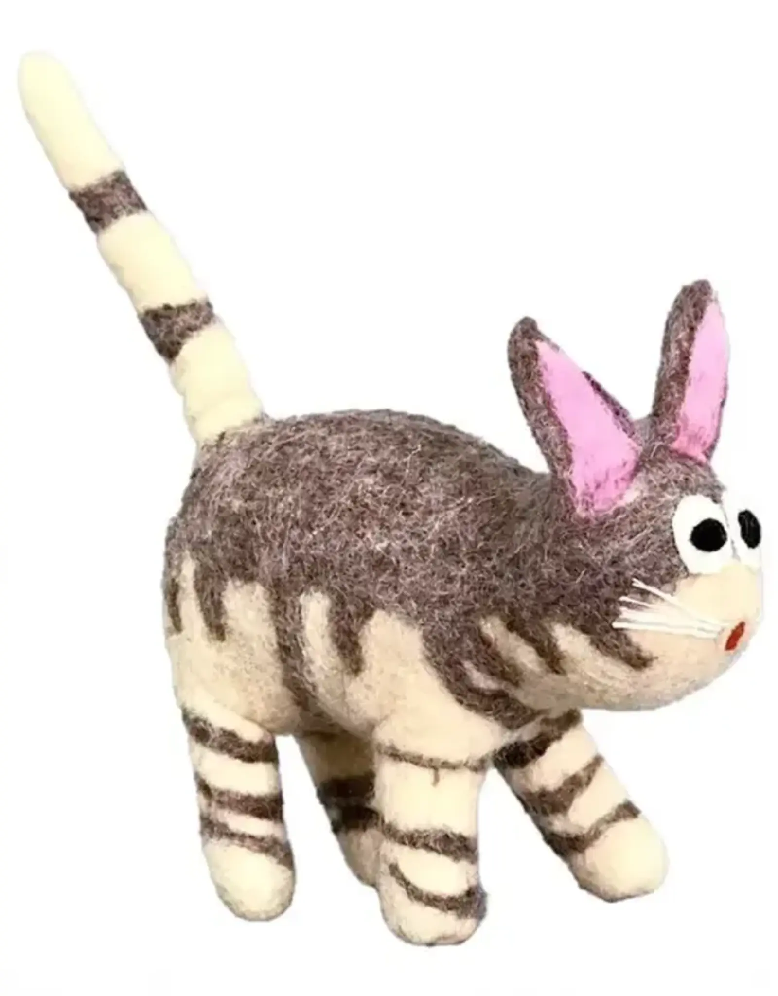 The Winding Road Light Gray Striped Felt Cat Toy