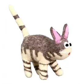 The Winding Road Light Gray Striped Felt Cat Toy