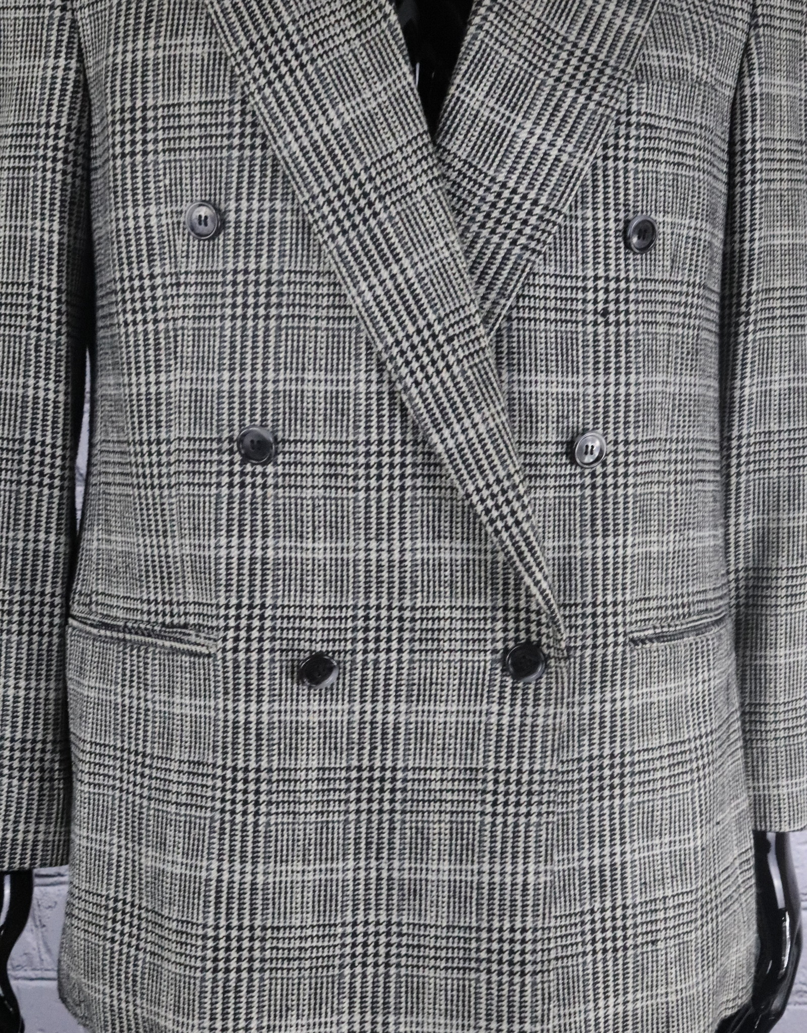 Paul Rodon: Vintage Black and White Double Breasted Hounds Tooth Blazer for Guys