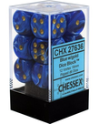 Chessex - CHX CLEARANCE - 12-die 16mm d6 Set Blue w/gold Vortex