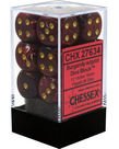 Chessex - CHX 12-die 16mm d6 Set Burgundy w/gold Vortex