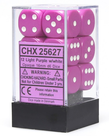 Chessex - CHX CLEARANCE - 12-die 16mm d6 Set Light Purple w/white Opaque