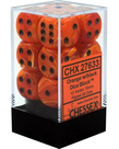 Chessex - CHX CLEARANCE - 12-die 16mm d6 Set Orange w/black Vortex