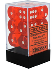 Chessex - CHX CLEARANCE - 12-die 16mm d6 Set Orange w/white Translucent