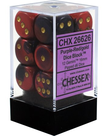 Chessex - CHX CLEARANCE - 12-die 16mm d6 Set Purple-Red w/white Gemini