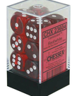 Chessex - CHX 12-die 16mm d6 Set Red w/white Translucent