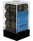 Chessex - CHX 12-die 16mm d6 Set Shadow w/gold Lustrous