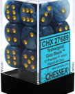 Chessex - CHX CLEARANCE - 12-die 16mm d6 Set Teal w/gold Phantom