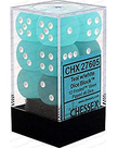 Chessex - CHX 12-die 16mm d6 Set Teal w/white Frosted