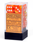 Chessex - CHX 12-die 16mm d6 Set Vortex Solar w/ White