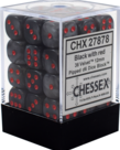 Chessex - CHX CLEARANCE - 36-die 12mm d6 Set Black w/ red Velvet