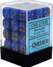 Chessex - CHX CLEARANCE - 36-die 12mm d6 Set Blue w/gold Vortex