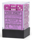 Chessex - CHX CLEARANCE - 36-die 12mm d6 Set Light Purple w/white Opaque