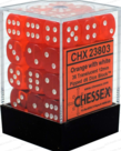 Chessex - CHX CLEARANCE - 36-die 12mm d6 Set Orange w/white Translucent