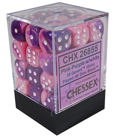 Chessex - CHX 36-die 12mm d6 Set Pink-Purple w/White Gemini