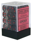 Chessex - CHX 36-die 12mm d6 Set Smoke w/red Translucent