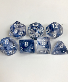 Chessex - CHX 7-Die Polyhedral Set Black w/white Nebula