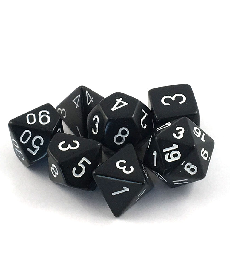 Chessex - CHX 7-Die Polyhedral Set Black w/white Opaque