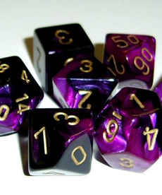 Chessex - CHX 7-Die Polyhedral Set Black-Purple w/gold Gemini