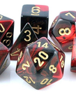 Chessex - CHX 7-Die Polyhedral Set Black-Red w/gold Gemini